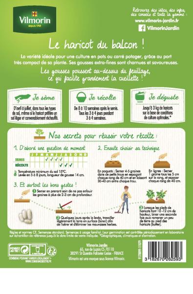 Légumes Secs - Haricot Nain Vert Mascotte - 5 m  - MEDIA_PACKAGING_VERSO
